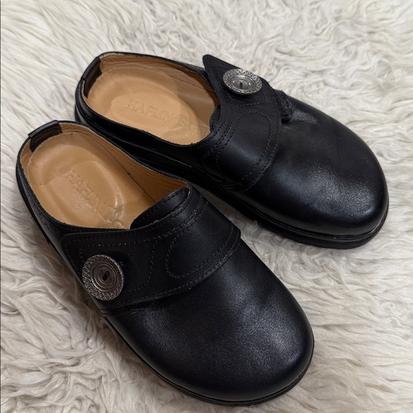 Haflinger Women’s Charlotte Black Leather Clogs Size 36 EU 5 US - Picture 1 of 10
